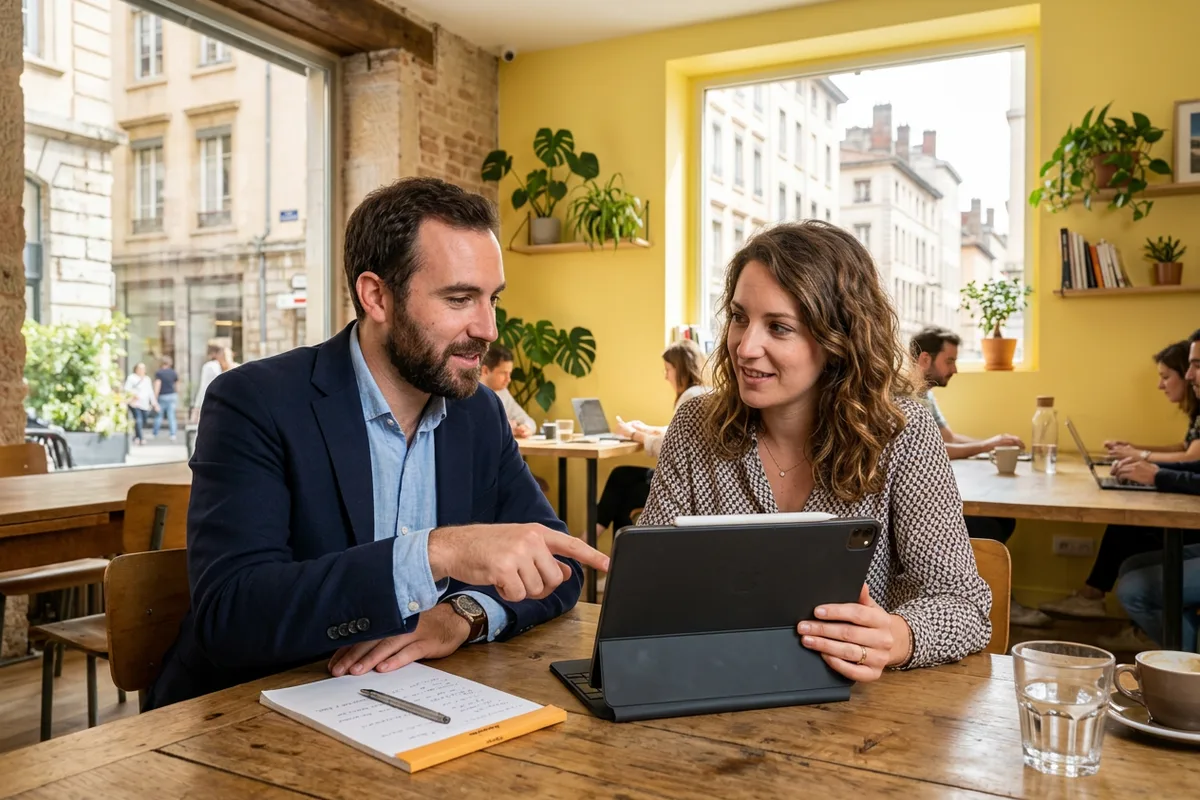 Échange pédagogique et accompagnement stratégique en formation marketing digital à Larçay.